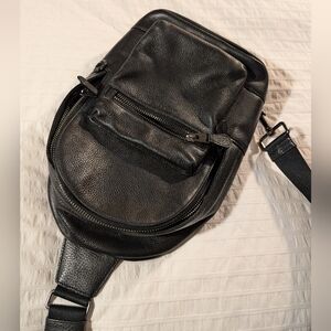 Coach Gender fluid minimalist black pebble leather crossbody bag for essentials